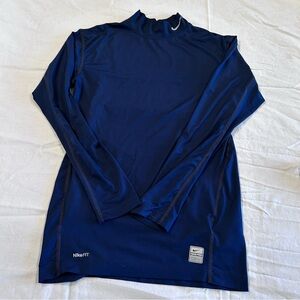 Nike Dri-Fit Pro Navy Performance Mock Neck Long Sleeve Shirt. Size Men’s Large
